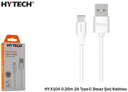 Hytech HY-X104 0.25m 2A Type-C Beyaz Şarj Kablosu resmi