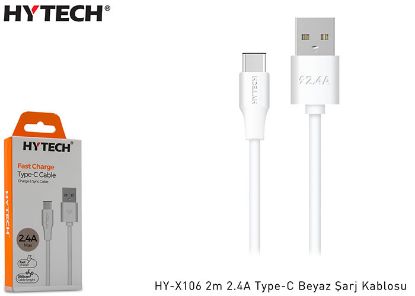 Hytech HY-X106 2m 2.4A Type-C Beyaz Şarj Kablosu resmi