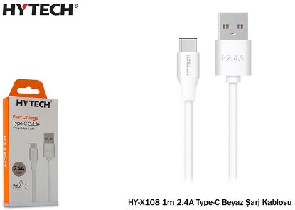 Hytech HY-X108 1m 2.4A Type-C Beyaz Şarj Kablosu resmi