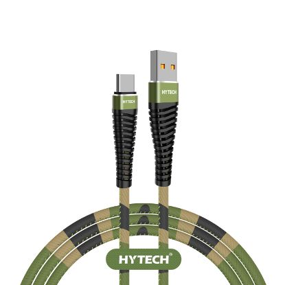 Hytech HY-X475 1.2M 3A Type-C Kamuflaj Desenli Kılıflı Yeşil Data + Sarj Kablosu resmi