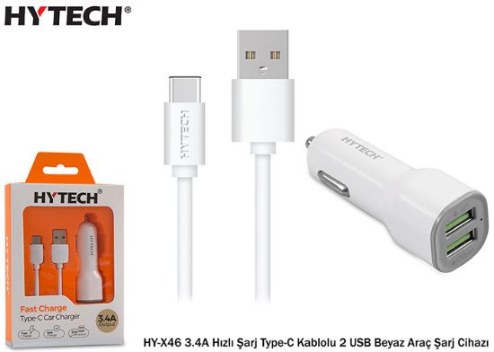 Hytech HY-X46 3.4A Hızlı Şarj Type-C Kablolu 2 USB resmi