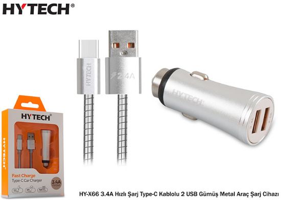 Hytech HY-X66 3.4A Hızlı Şarj Type-C Kablolu 2 USB resmi