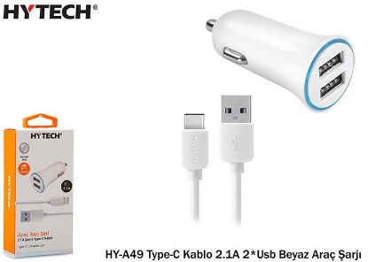 Hytech HY-A49 Type-C Kablo 2.1A 2*Usb Beyaz Araç  resmi