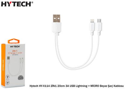 Hytech HY-X114 2İN1 20cm 3A USB Lightning + MİCRO  resmi
