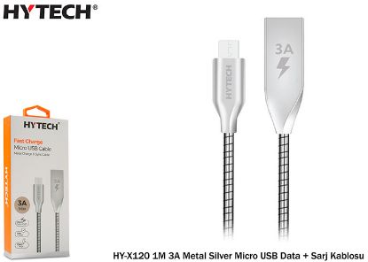 Hytech HY-X120 1M 3A Metal Silver Micro USB Data resmi