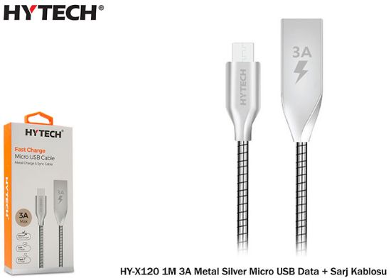Hytech HY-X120 1M 3A Metal Silver Micro USB Data resmi