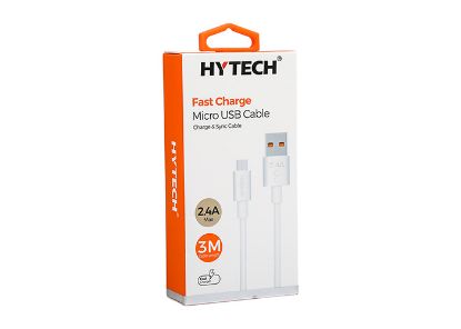 Hytech HY-X893 3m 2.4A Usb to Micro Usb Beyaz Data + Sarj Kablosu resmi