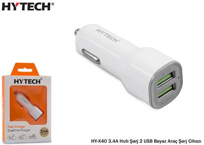 Hytech HY-X40 3.4A Hızlı Şarj 2 USB Beyaz Araç Şar resmi
