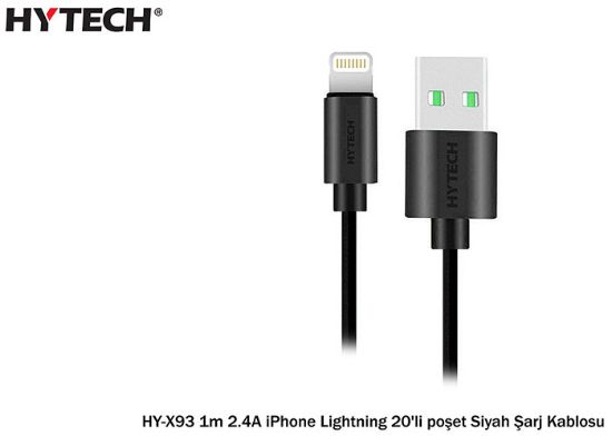 Hytech HY-X93 1m 2.A iPhone Lightning Şarj Kablosu Siyah resmi