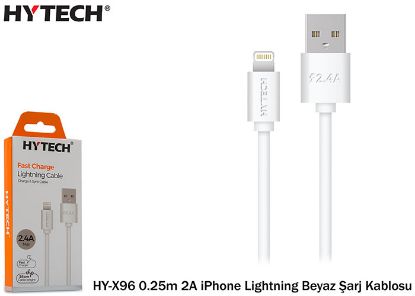 Hytech HY-X96 0.25m 2A iPhone Lightning Beyaz Şarj Kablosu resmi
