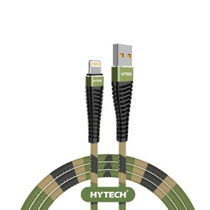 Hytech HY-X375 1.2M 3A Lightning Kamuflaj Desenli Kılıflı Yeşil Data + Sarj Kablosu resmi
