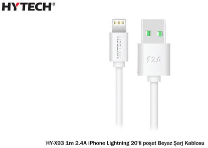 Hytech HY-X93 1m 2.A iPhone Lightning Beyaz Şarj Kablosu
 resmi