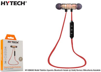 Hytech HY-XBK60 Gold/Kırmızı Mobil Telefon Uyumlu Bluetooth Kulak içi Mikrofonlu Kulaklık resmi