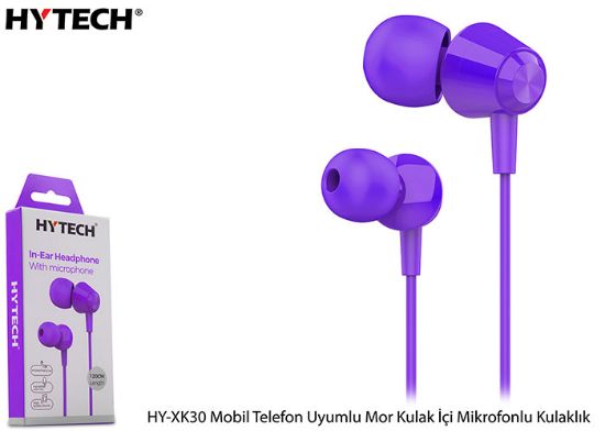 Hytech HY-XK30 Mobil Telefon Uyumlu Mor Kulak İçi Mikrofonlu Kulaklık resmi