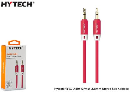 Hytech HY-X70 1m Kırmızı 3.5mm Stereo Ses Kablosu resmi