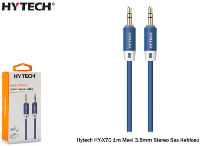 Hytech HY-X70 1m Mavi 3.5mm Stereo Ses Kablosu resmi