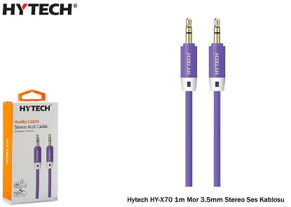Hytech HY-X70 1m Mor 3.5mm Stereo Ses Kablosu resmi