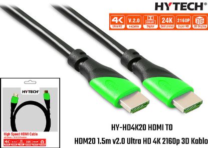 Hytech HY-HD4K20 HDMI TO HDMI 20m v2.0 Ultra HD 4K 2160p 3D Kablo resmi