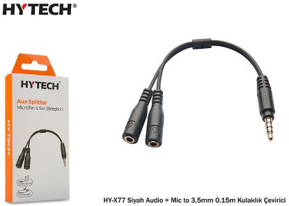 Hytech HY-X77 Siyah Audio + Mic to 3,5mm 0.15m Kul resmi