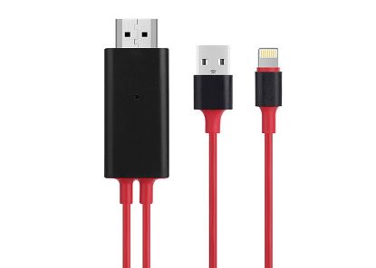 Hytech HY-XO52 Kırmızı/Siyah Lightning to HDMI + USB 2m Mobil Telefon Uyumlu Kablo resmi