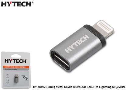Hytech HY-XO25 Gümüş Metal Gövde MicroUSB 5pin F to Lightning M Çevirici resmi