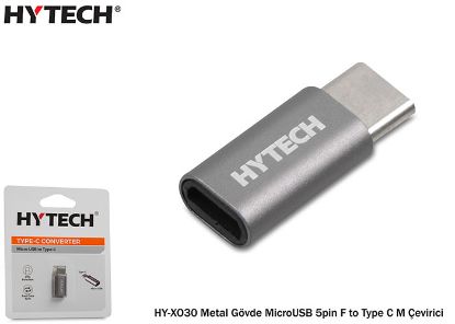 Hytech HY-XO30 Gümüş Metal Gövde MicroUSB 5pin F to Type C M Çevirici resmi