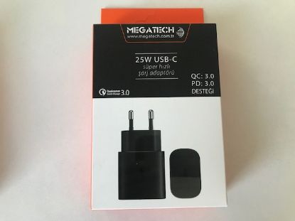 Megatech 25w Siyah USB-C Şarj Kafa QC:3.0/PD:3.0  resmi