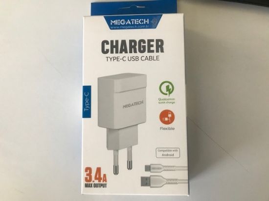 Megatech CC-03 (MT-Ct34 )3.4A Type-C Usb Kablo+ Ev Şarj Adaptör Hızlı Şarj resmi