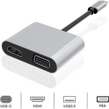 Dexim Dhu0004 Premium 4 in 1 USB-Typ-c HDMI VGA Hub for iPad Pro, Macbook, PC, Laptop  resmi