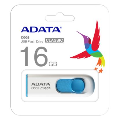 Adata C008/16GB 16GB USB2.0 Classic (White + Blue) Flash Bellek resmi