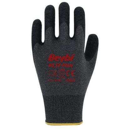 BEYBİ PL17 Flex 10 Beden Siyah Polyesyter Likralı İpten Örülmüş Lateks Kaplı 12li Paket (3131X) resmi