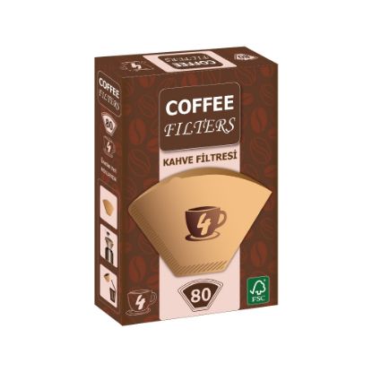 Coffee Filters Filtre Kahve Kağıdı 1x4 4 Numara 80li resmi