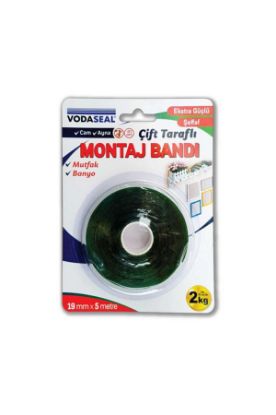 Vodaseal Çift Taraflı Montaj Bandı 19mmX5 Mt Şeffaf Vhb Bandı (Banyo/ Mutfak/ Cam/Ayna) resmi
