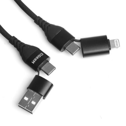 QGeem QG-CC0029 USB 4 in 1 Lighting, USB-A, Type-C Çok Foksiyonel Hızlı Şarj Destekli Kablo resmi