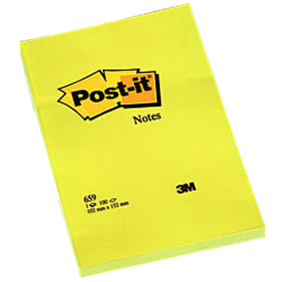 Post-it Yapışkanlı Not Kağıdı Büyük Boy Çizgisiz 100 YP 102x152 Sarı 659 (6 Adet) resmi