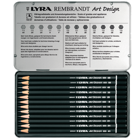 Lyra Kurşun Kalem Rembrandt Art Design Metal 12 Lİ L1111120 resmi