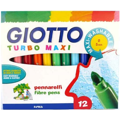 Giotto Keçeli Boya Kalemi Jumbo Turbo Maxi 12 Renk 454000 resmi