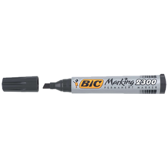 Bic Markör Permanent Kesik Uçlu Siyah 2300 09 (12 Adet) resmi