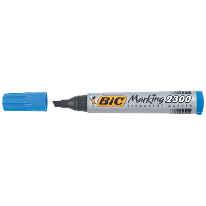 Bic Markör Permanent Kesik Uçlu Mavi 2300 06 (12 Adet) resmi