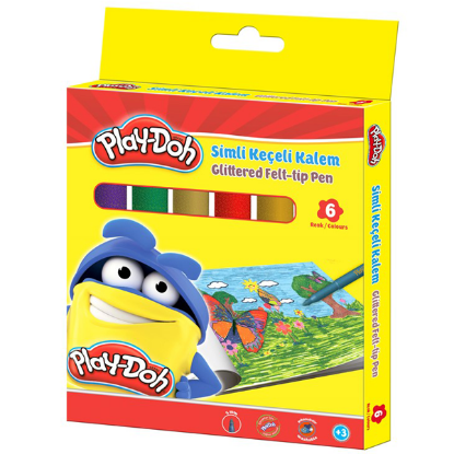 Play-Doh Keçeli Boya Kalemi Simli 6 Renk PLAY-KE015 resmi