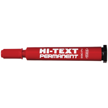 Hi-Text Markör Permanent Kesik Uçlu Kırmızı 830PC (12 Adet) resmi