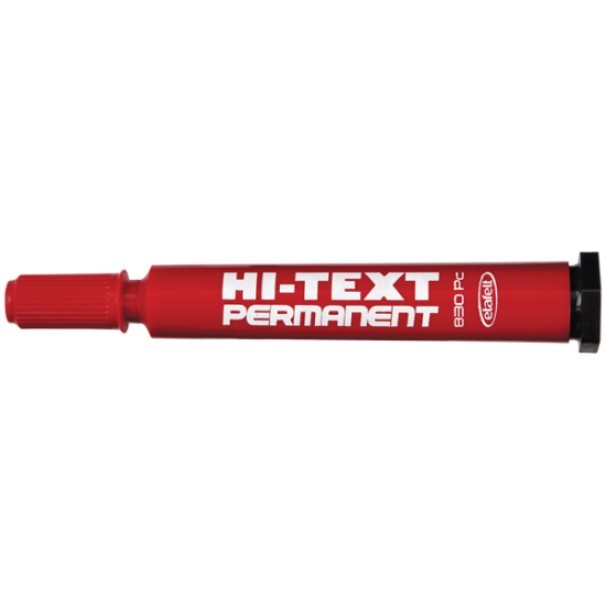Hi-Text Markör Permanent Kesik Uçlu Kırmızı 830PC (12 Adet) resmi