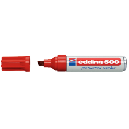 Edding Markör Permanent Kesik Uçlu 2-7 MM Kırmızı 500 (10 Adet) resmi
