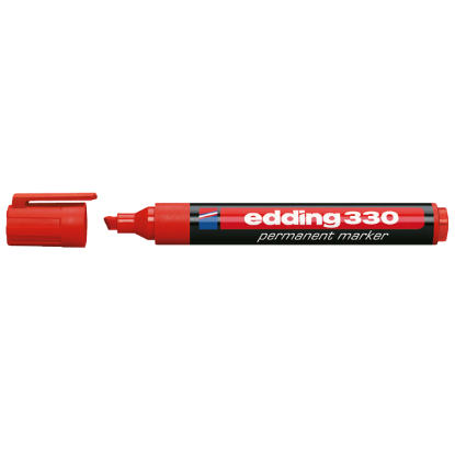 Edding Markör Permanent Kesik Uçlu 1-5 MM Kırmızı 330 (10 Adet) resmi