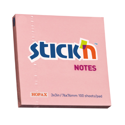 Hopax Stıckn Yapışkanlı Not Kağıdı 100 YP 76x76 Pastel Pembe HE21148 (12 Adet) resmi