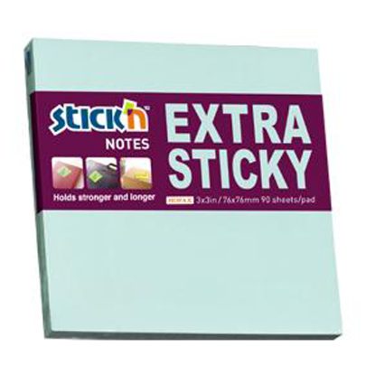 Hopax Stıckn Yapışkanlı Not Kağıdı Extra 90 YP 76x76 Pastel Mavi HE21663 (12 Adet) resmi