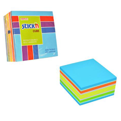 Hopax Stıckn Yapışkanlı Not Kağıdı Küp 400 YP 76x76 5 NP Mıx-B Renk 21538 resmi