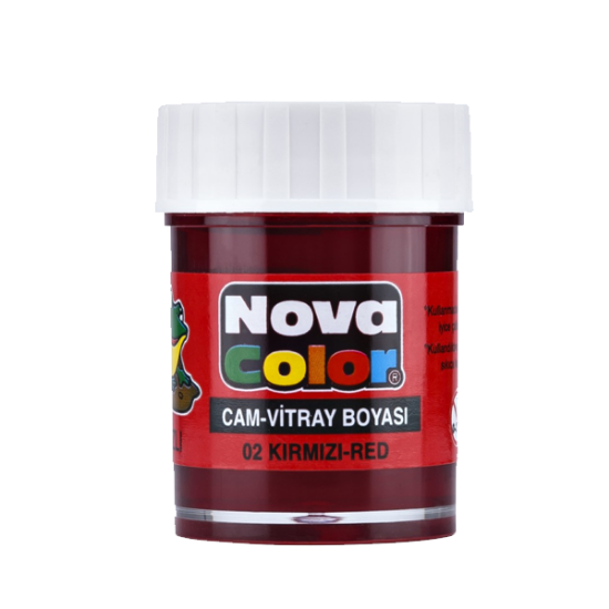 Nova Color Cam Boyası Su Bazlı Şişe Kırmızı NC-150 (12 Adet) resmi