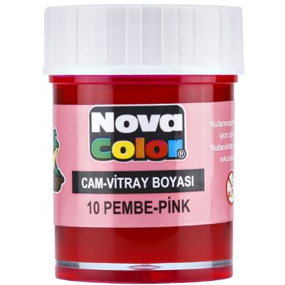 Nova Color Cam Boyası Su Bazlı Şişe Pembe NC-158 (12 Adet) resmi