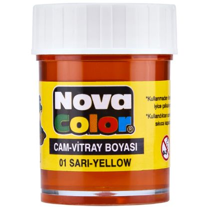 Nova Color Cam Boyası Su Bazlı Şişe Sarı NC-149 (12 Adet) resmi